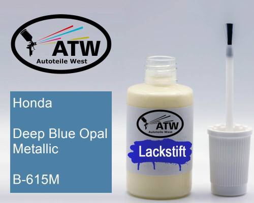 Honda, Deep Blue Opal Metallic, B-615M: 20ml Lackstift, von ATW Autoteile West.